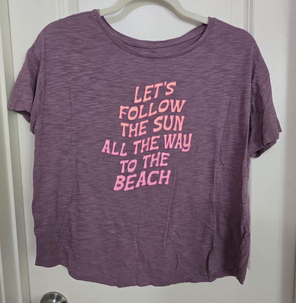 Old Navy Mauve Tee with Pink Text